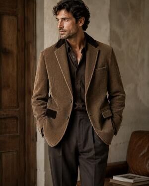 Dolce&Gabbana Men's VTG SZ 48" Chest Cotton Corduroy 2 Button Blazer In Brown
